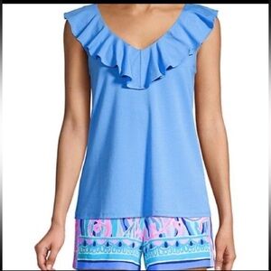 Lilly Pulitzer Alessa top Blue Thistle xs NWT